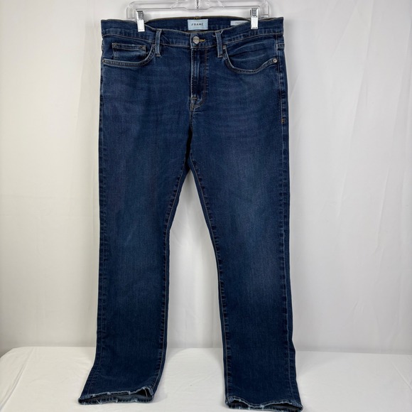 FRAME L'Homme Slim Stretch Dark Wash Denim Jeans Mens Size 36 (36x32) - Picture 5 of 10